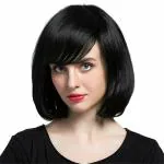 AKASHKRISHNA Black Bob Wigs for Women, 12'' Short Black Hair Wig