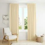 Home Blendz Cotton Curtains for Window Set of 2, Linen Textured Window Curtains for Home Decor, Hangs Elegantly with Back Loops(4.5ft x5 ft, Natural)