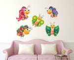 Lanstick Vinyl Multicolor Smiling Honey Bee Swtich Baord Self Adhesive Wall Sticker 21 inch
