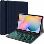 ProElite Keyboard case for Samsung Galaxy Tab S6 Lite 10.4 Inch 2022 SM-P610/P615 with Pencil Holder, Magnetic Detachable Wireless Bluetooth Keyboard Built-in 7-Colors Backlit, Dark Blue