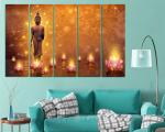 KYARA ARTS Multiple Frames Beautiful buddha Wall Painting for Living Room Home decor, Bedroom, Office, Hotels, Drawing Room Wooden Framed Digital Painting (50inch x 30inch)89