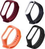 Microcart Silicone Red, Orange, Black Smart Band Strap For Xiaomi Mi Band 4, Xiaomi Mi Band 3 (Pack Of 4)