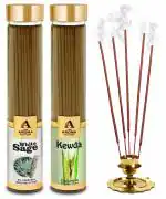 The Aroma Factory White Sage & Kewda Agarbatti (Charcoal Free & Low Smoke) Bottle Pack of 2 x 100