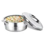 MILTON Empress 2500 Stainless Steel Casserole, 2500 ml, Silver | Double Walled | PU Insulated | Hot & Cold | Food Grade | Easy to Lift Handle | Hygienic | Odourless