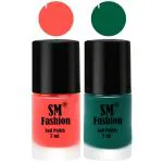 SM FASHION Long Lasting Nail Polish | Nail Paint Combo 7 ml Each) - Set of 2 Baby Pink-Green