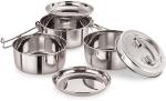 NEELAM Stainless Steel Tiffin Plate 9x3 3 Containers Lunch Box 1800 ml
