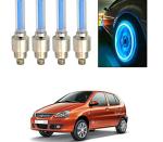 Feelitson Blue Car Tyre Led Light Rim Valve Cap Flashing With Motion Sensor Blue For Indica Old (Pack Of 4)