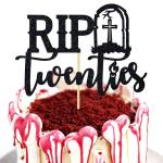 Festiko Black Glitter Rip Twenties Cake Topper, Death To My Twenties, Rip To My Twenties Cake Decorations, Old English Themed 30th Birthday Party Decorations