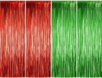 Grand Shop Red, Green Metallic Foil Fringe Backdrop Curtain