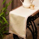 Zeba White Embroidered Cotton Blend 4 And 6 Seater Table Runner Cloth - 30 X 210 Cm