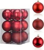 My Party Suppliers 12 pcs Christmas Tree Ball Ornament (Matte, Glossy, Glitter)