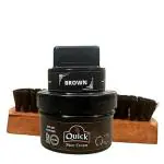 QUICK Nubuck & Suede Shoe Polish Cream Color - Dark Brown (Pack 50 Grams) and Shoe Brush | Carnauba Wax Shoe Polish Cream with Silicon Oil and Leather Conditioner