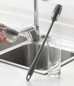 HomeeWare Grey Silicone cleaning Brush, 360 Degrees for glass bottle, jar 33 cm