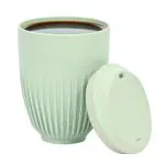 Eha Earth Friendly Retro Coffee Mug with Lid | Tea Cup Set | 350 ml | Made with Rice Husk | Microwave Safe Mugs for Gifting | 1 Unit | Celeste