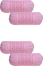 Outlay Home Embroidered Bolsters Cover (Pack of 4, 41 cm*81 cm, Pink)