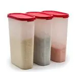 Mahaware Premium Modular Chilly Red Plastic Kitchen Storage Container 2400 ml (Set of 3)