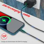 Portronics Konnect C1 20W PD Type C to Type C 1M Cable Length, Nylon Braided, Metal Heads(Black)