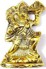 LETNIX Gold Metal New Fancy Hanuman, Bajrang Bali, Murti With Trishul Murti Plated Antic Touch Hanuman Murti Showpiece Murti For Home, Office, Temple Murti Decorative Showpiece 20 Cm