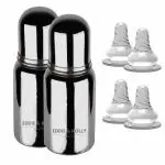 Eddie & Holly Steel Baby Feeding Bottle | Anti-Colic | BPA Free | 0-6 Months Baby | Pack of 2-150 ML