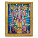 BM TRADERS Guruvayur God Shri Guruvayurappan, Lord Krishna Divine Holy Blessing Beautiful Sparkle Print Elegant Photo in Golden Art Work Wall Hanging Frame (11 x 13 inch)