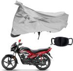 Riderscart 1 Bike Cover & 1 Pollution Mask for Honda Dream Yuga (Silver)