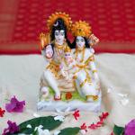 Chaque Decor Hand painted Shiva Family For Pooja Room Decoration (7Inch) (White)