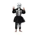 Kaku Fancy Dresses Skeleton Girl Costume Halloween Dress For Kids Costume -Black, 3-4 Years