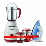 ACTIVA PLUTO 3 JAR AND DRY IRON PLUTO + DRY IRON 500 Watts Mixer Grinder come with 2 year warranty (3 Jars, Red & White)