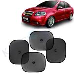 Kingsway Car Curtain Sticky Sun Shade Universal Use for Chevrolet Aveo, 2007 - 2015 Model, Color : Black, Mesh, Pack of 4 Piece Car Sun Shades Blinds Cover