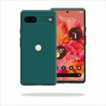SUPER-ME Google Pixel 6a Green Leather Hard Case Back Cover