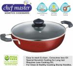CHEFMASTER NONSTICK KADHAI 22 CM DELUXE SERIES HEAVY DUTY WITH GLASS LID