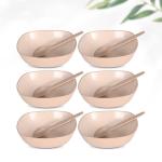 Eha Set of 6 Earth-Friendly Multipurpose Bowls for Kitchen with Spoons | 750 ml | Made with Rice Husk | Microwave Safe Bowl | for Hot & Cold Serving Bowl Set | Sand Castle