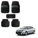 Oshotto Anti Skid Rubber Car Tray Foot Mat for Toyota Yaris (Set of 5, Black)