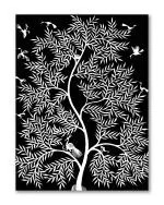 Tamatina Multicolor Warli Art The Tree Classic Indian Unframed Art Canvas Painting - 24X18 Inch