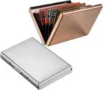 StealODeal Silver Maroon Metal Debit Credit ATM With Full Limited Edition 6 Card Holder (Set Of 2)