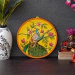 Sabhyasha Hand-painted Pichwai Peacock On Tree Wall Plate