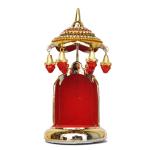 Tej Gifts Decorative Stone Studded Umbrella Chhatra for Car Dashboard/Office Desk/Table/Home Decor Showpiece, Chatri Aasan for God Murt/Idol, Red