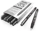 Pentel Pointliner Drawing Pen | Durable Tip & Acid Free Ink | Water And Fade Resistant Pigment Ink | Black (12, 3.0)