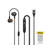 Portronics Ear 100 in-Ear Wired Earphone with Karaoke Mic. USB Type C Jack, 7.1 Surround Sound, 1.3 M Nylon Braided Cable(Black) (POR-1528)