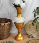 AdiCollar Flower Vase Big Size for Living Room Corner - 24 Inches Long - HMT Golden - Pack of 1