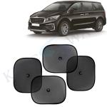 Kingsway Car Curtain Sticky Sun Shade Universal Use for Kia Carnival, 2020 Onwards Model, Color : Black, Mesh, Pack of 4 Piece Car Sun Shades Blinds Cover
