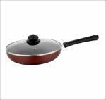 Prabha Induction Base Non-Stick Astrid Deep Frypan, Fry Pan With Glass Lid, 4mm Thickness, Capacity - 1500ml, Size - 240mm(9.45 Inch)