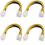 AdzMozi New 4 Pin Male to 8 Pin Female EPS Power Cable Adapter CPU Power Connector 18 cm - Pack of 4
