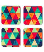 Whats Your Kick Pattern Design Colorful Trangles Design Unique Beautiful Pattern Design Printed Set of 4 Coaster With Metal Stand