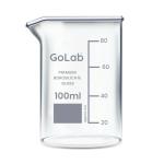 GoLab Laboratory Premium Calibrated Borosilicate Glass Beaker with Graduation Marks and Spout 100ml (Pack of 2 Pcs)