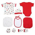 VParents Honey Punch New Born Baby Gift Set (Red, Pack of 8)