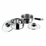Vinod Stainless Steel Induction and Gas Stove Friendly Master Chef Cookware Set- 2 Pieces, Saucepan (16 cm/1.5 Litre), Casserole (18 cm /2.1 Litre) with Glass Lids