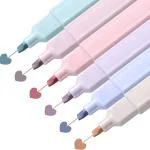 ROSHANI CREATION_6 Colours Aesthetic Highlighters With Soft Chisel Tip, No Bleed Bible Highlighters, Great for School, Nice to Eyes, Pastel Highlighters (Double Sided Highlighter Marker Pen (Multi Color)