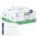 CARE VIEW CV2992, SITRA Approved, 3 Ply Colored Disposable Surgical Mask With Built in Metal Nose Pin and 1 Melt Blown Layer (Pack of 200, White)