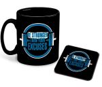 Whats Your Kick Be Stronger Then Your Excuses Design Printed Black Patch Ceramic Coffee Mug with Coaster Tea Mug 325ml